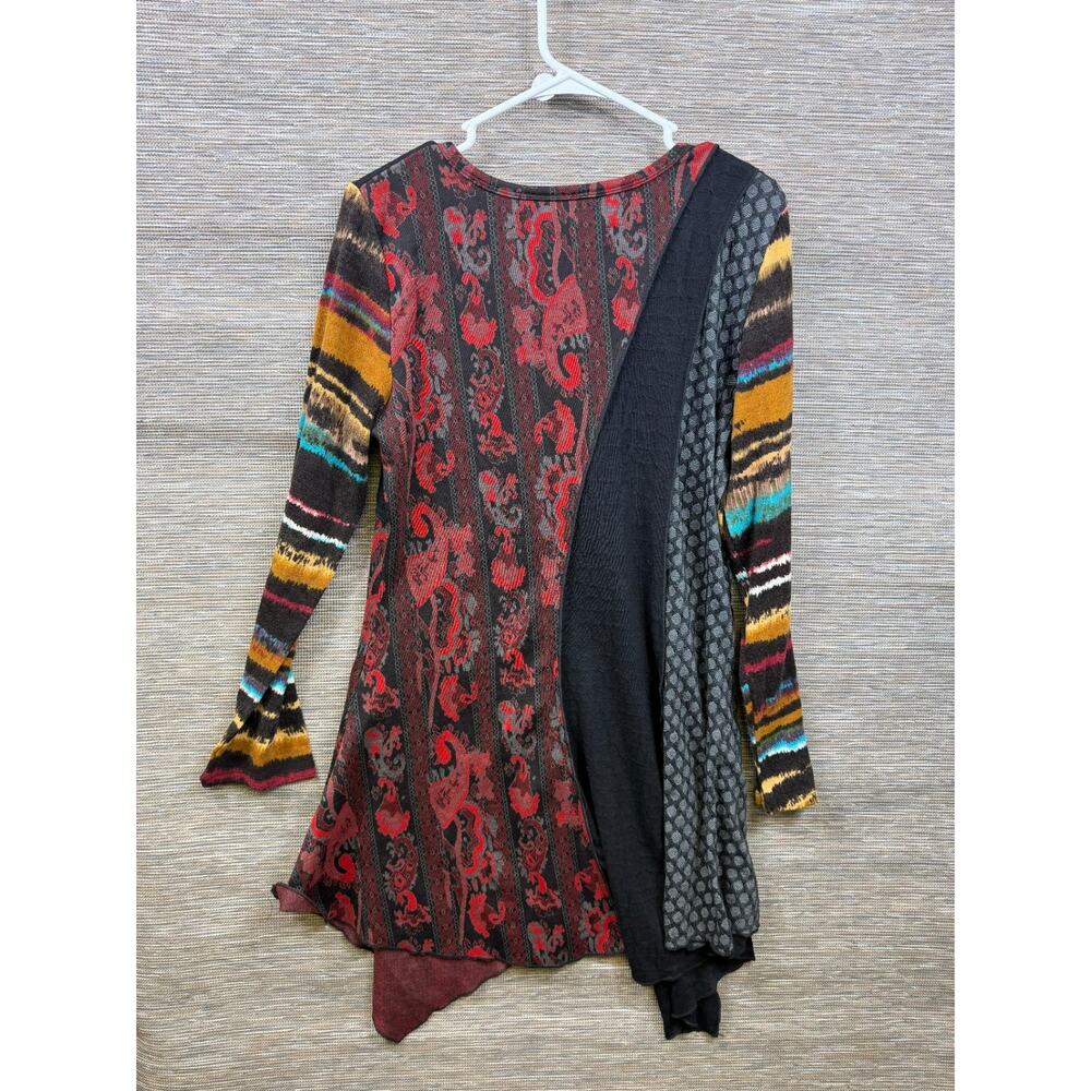 VTG LV Collection Asymmetrical Boho Wearable Art Tunic Long Sleeve Shirt Size XL - Picture 2 of 9